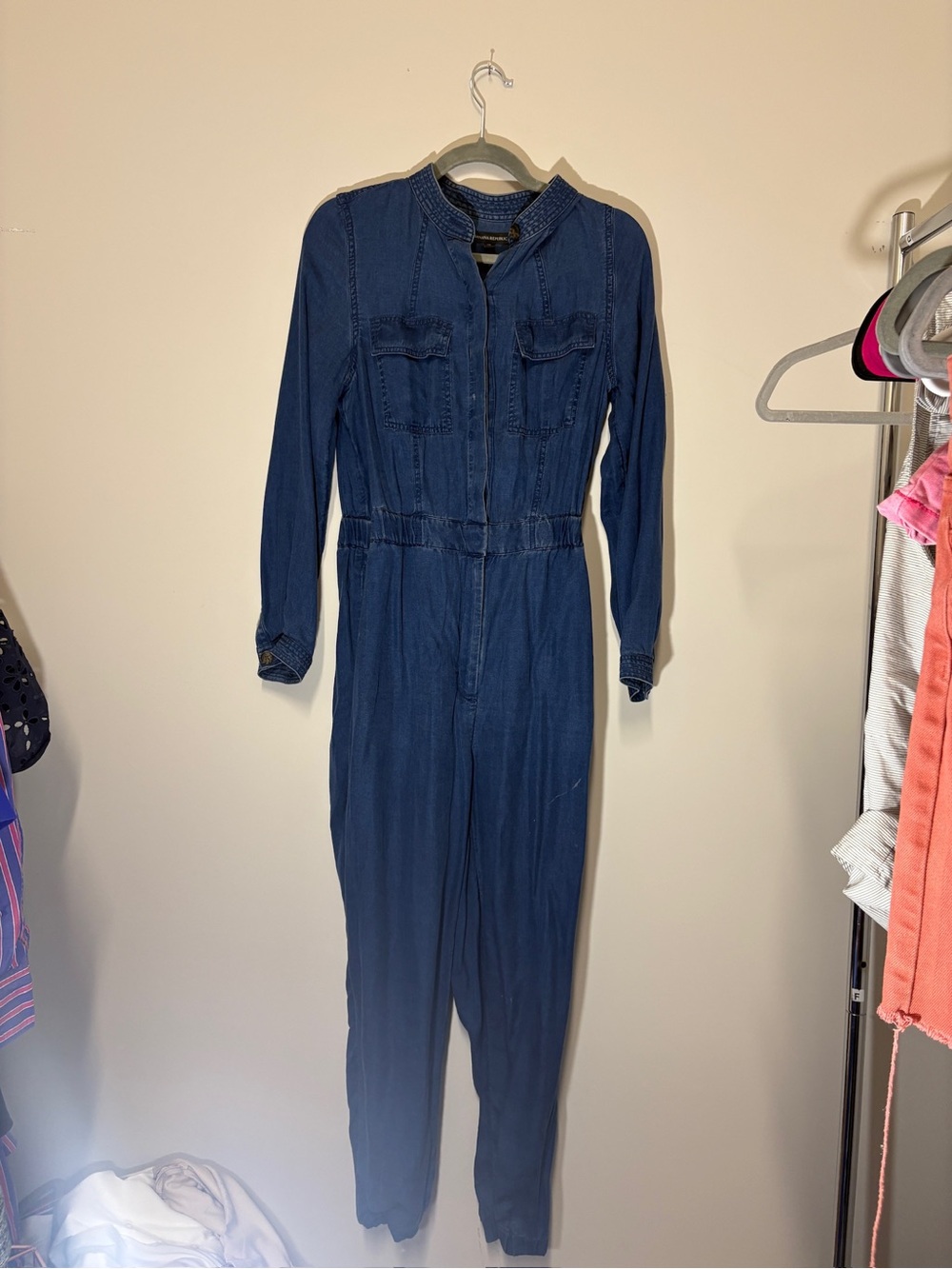 Banana Republic Denim Chambray Long Sleeve  Jumpsuit - Size 10 -FAIR Condtion